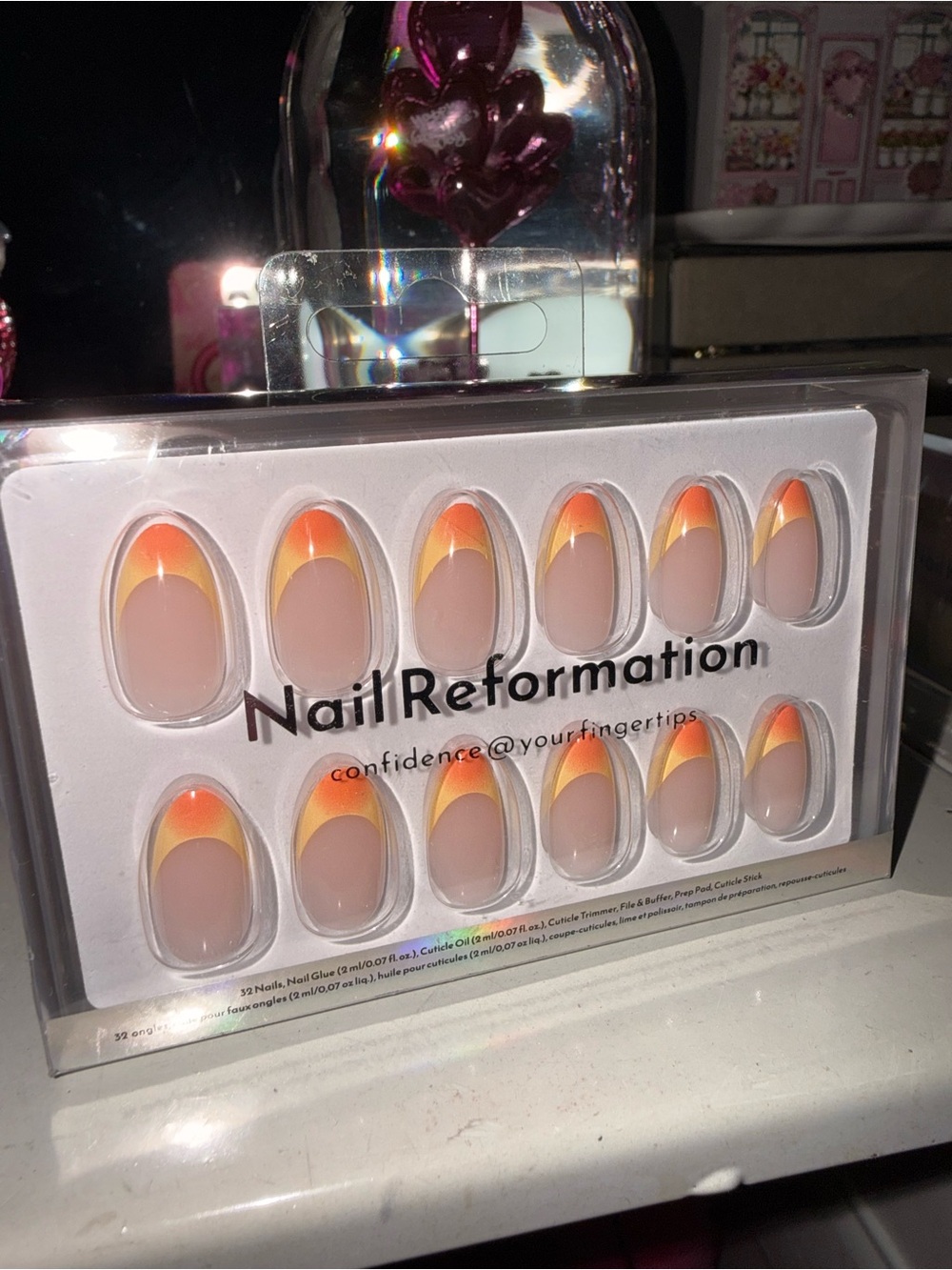 Nail Reformation Gradient French Press-On Nails - Peach & Yellow Accent